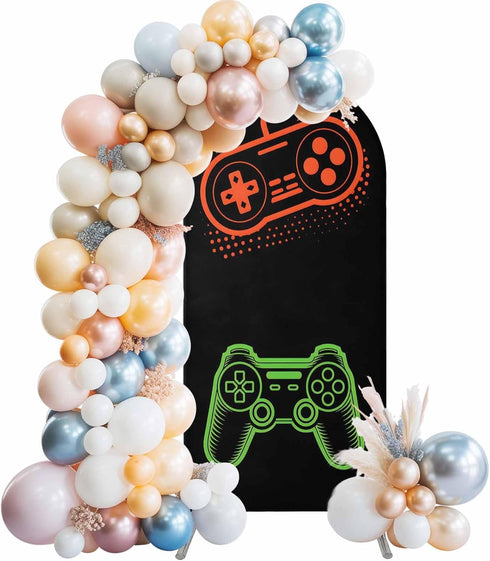 BaqwedCoSz Game Theme Arch Backdrop Cover 4 FT Game Controller Stretchy Elastic Arch