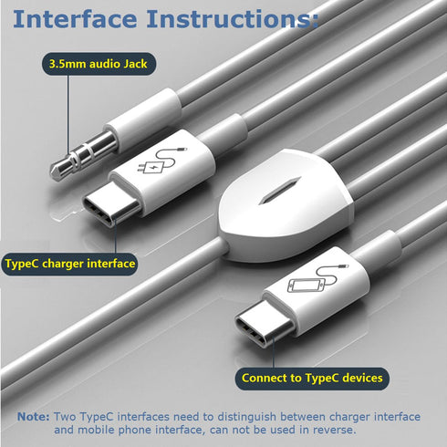 USB C to 3.5mm Audio Cable with PD Charging, 2 in 1 Design for Charging and Audio Simultaneously, Works with iPhone 15
