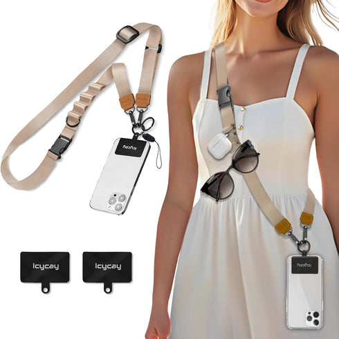 Icycay Phone Lanyard Crossbody, Champagne Gold Cell Phone Strap for Around The