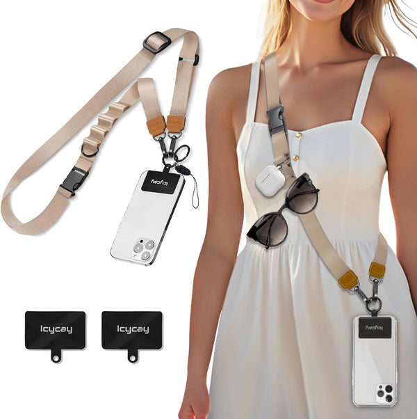 Icycay Phone Lanyard Crossbody, Champagne Gold Cell Phone Strap for Around The