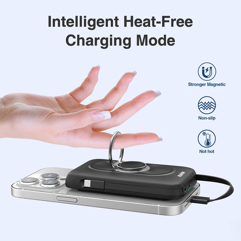 BLAVOR 10000mAh Magsafe Portable Charger, Magnetic Wireless Power Bank with Built-in Cables and iWatch Charger, Fast