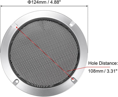 uxcell 4pcs 4" Speaker Grill Mesh Decorative Circle Woofer Guard Protector Cover Accessories Silver