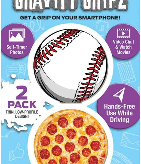 Retrak Gravity Gripz Set, 2-Pack, Baseball and Pizza