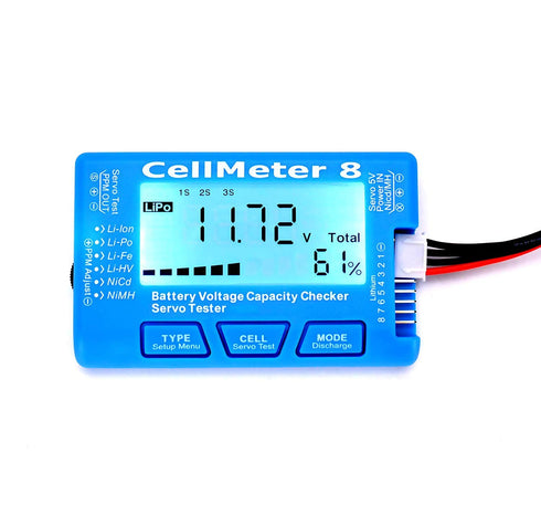 SoloGood RC CellMeter 8 Digital Battery Capacity Checker with LCD Backlight for LiPo Life Li-ion NiMH Nicd