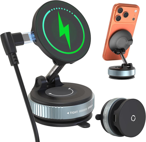 E EAKSON Wireless Car Charger - 15W Fast Wireless Charging Car Mount, 360 Adjustable