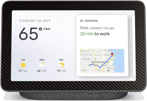 Skin for Google Nest Hub 7" Gen 1 - Protective Durable Vinyl Decal Wrap Cover - Made in The USA (Black Carbon Fiber)