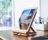 Bamboo Tablet Stand Holder Adjustable Folding Wood iPad Stand with Chargeable Hole for Desk iPad Cooking Stand