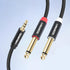2-Pack 6FT 3.5mm 6.35mm 3.5mm 1/4" TRS to Dual TS Mono Y-Splitter Cable: Connect Stereo Output to Dual Mono Inputs