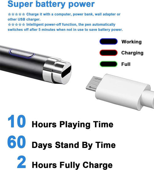 Stylus Pen for Touch Screen, 1.5mm Fine Point Rechargeable Universal Pencil Compatible with
