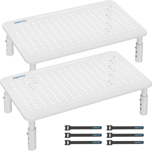 BONTEC Monitor Stand 2 Pack Height Adjustable Metal Riser with Pen Holder,