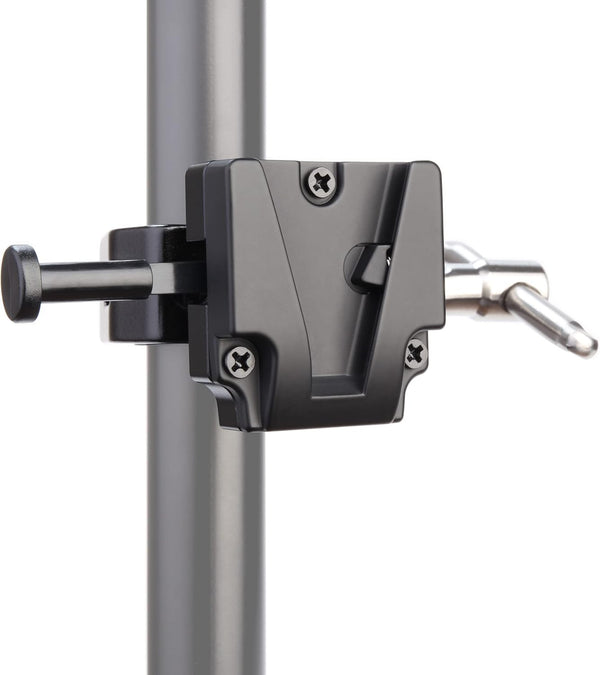 V-Mount Lock Battery Adapter with Clamp for Tripod Light Stand Mounting