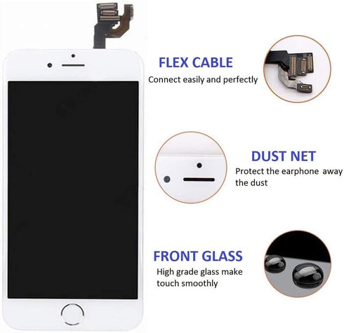 Brinonac for iPhone 6 Screen Replacement, White Touch Display LCD Digitizer Full Assembly