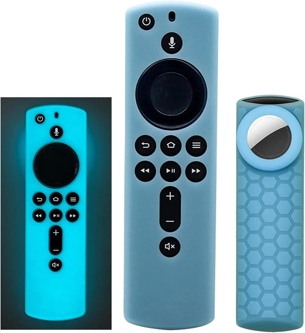 Compatible Alexa Voice Remote Cover/TV Stick 4k, Glow in The Dark, Item Finder Anti-Slip Silicone Protective Case Blue