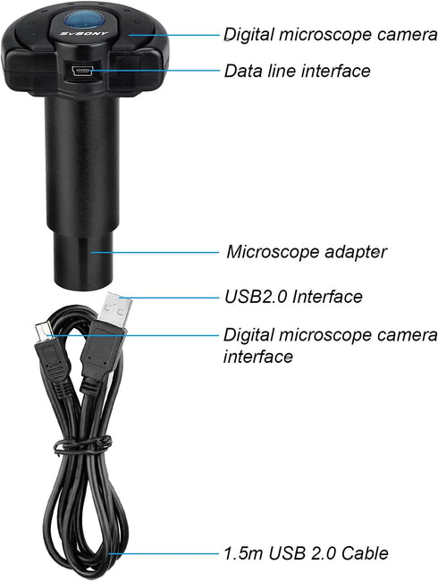 SVBONY SV189 Microscope Digital Camera, 1.3 Million Pixel USB2.0, Suitable for Color Photography