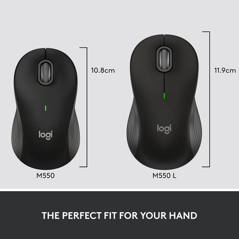 Logitech Signature M550 L Full Size Wireless Mouse, Silent Clicks, Bluetooth, Multi-Device Compatibility, Black