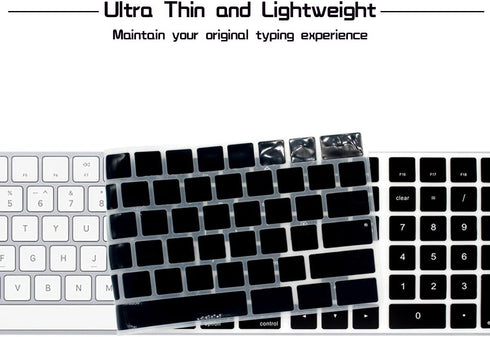 HRH Black Silicone Keyboard Cover Keypad Skin for Magic Keyboard with Numeric Keypad A1843 (US Layout)