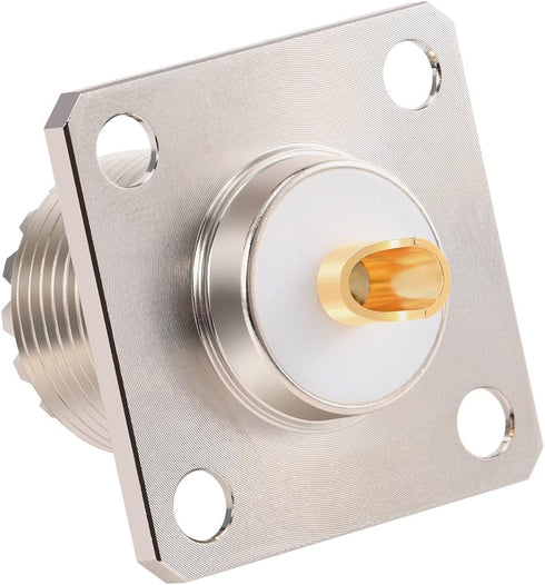 SO 239 Connectors, SO239 UHF Female RF Coax Connector, 4-Hole Flange Panel Mount Adapter, 3Pcs