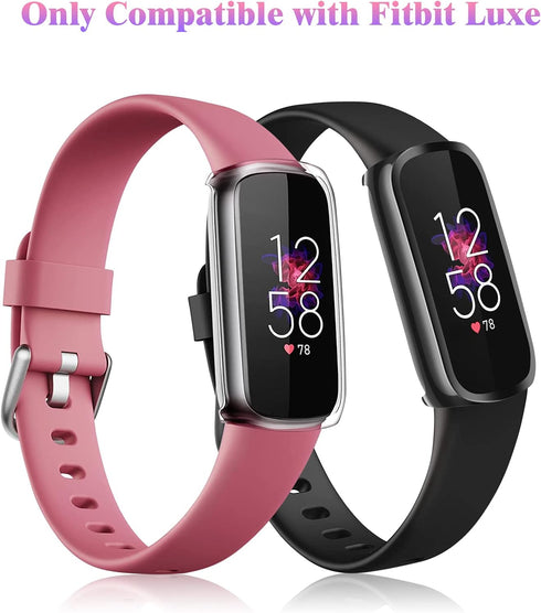 Fintie 4 Pack Screen Protector Case for Fitbit Luxe, Soft TPU Full Protective Cover, Black, Silver, 2 Clear