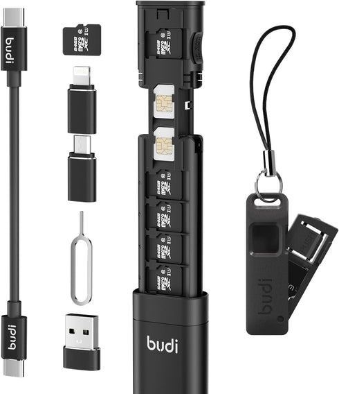 BUDI Multifunctional 9 in 1 Data Cable with USB Type-C Card Reader with