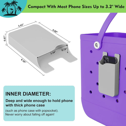 Phone Holder For Bogg Bag, ABS Hard Plastic Compatible with XL Size Bogg Bag Accessories, Universal Phone Case Holder -