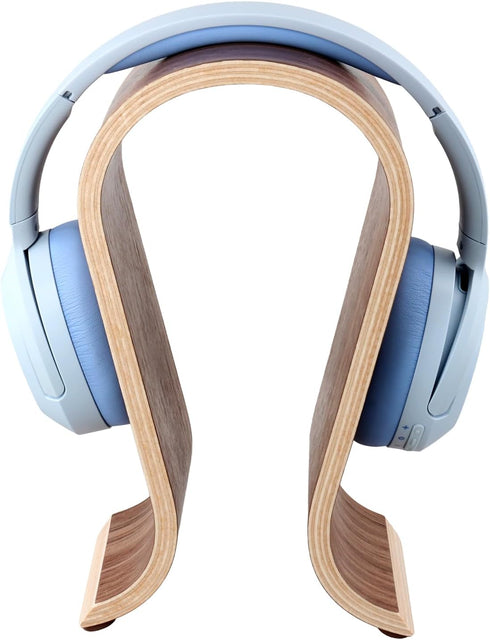QWORK Wood Headphone Stand - Headset Holder, Arch Bridge Design - Universal Compatibility, Ear Headphones Hanger Holder, Stylish Desk Headset Holder for Headphones, Cables, Game Pads