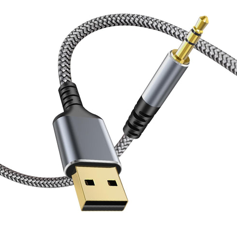 USB to 3.5mm Audio Aux Cable, 10FT/3M USB Male to AUX Male Jack TRS Stereo Cord for PC, Laptop, Speaker, Headphones,