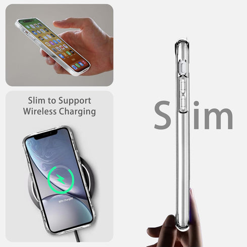 JJGoo Compatible with iPhone XR Case, Clear Transparent Shockproof Phone Case, Slim Anti-Scratch Hard PC Cover