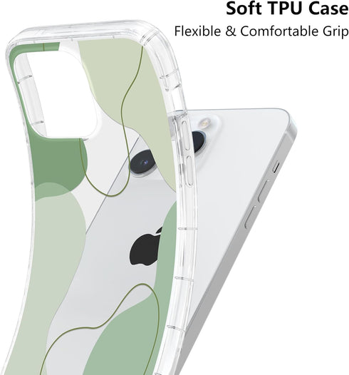 DEFBSC Cute Slim TPU Cover Designed for iPhone 13 Pro Max Case, Soft Shaped Art Design with Built-in Bumper (Green)