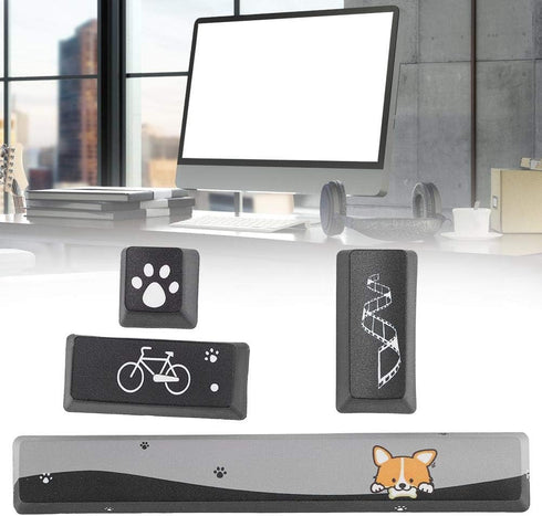 DIY Mini Black Dogs Pattern Keycaps Set for Mechanical Gaming Keyboard (Space+ESC+Enter+Numpad)