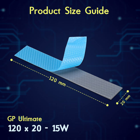 Gelid Solutions GP-Ultimate 15W Thermal Pad 120x20x1.5mm - Excellent Heat Conduction, Ideal Gap Filler, Easy