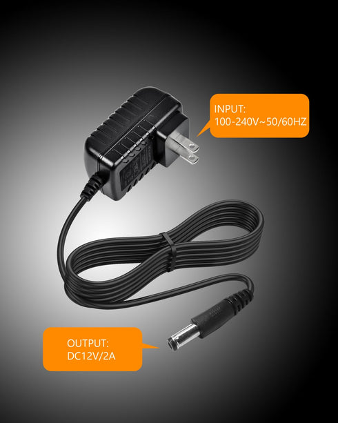 FOYU 12V 2A 24W 8 Cleaner/SPS100 Universal AC/DC Adapter Switching Power Supply with Size Plug Tips, Replacement Wall