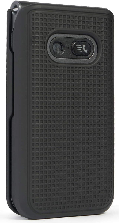 Nakedcellphone Case for LG Classic Flip, Black Protective Snap-On Hard Shell Cover with Grid Texture for LG Classic