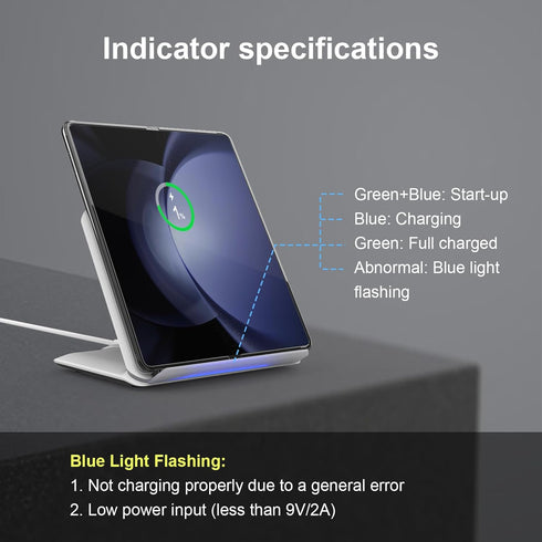 Wireless Charger for Samsung, 2 in 1 Wireless Charging Station for Galaxy Z Fold 6/5/4/3, Charger for Galaxy