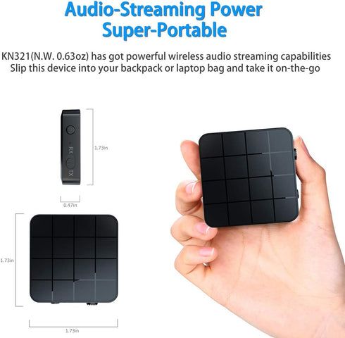 VR-robot Bluetooth 5.0 Audio Transmitter Receiver Adapter, 2-in-1 Wireless 3.5mm Low Latency Stereo Audio Adapter