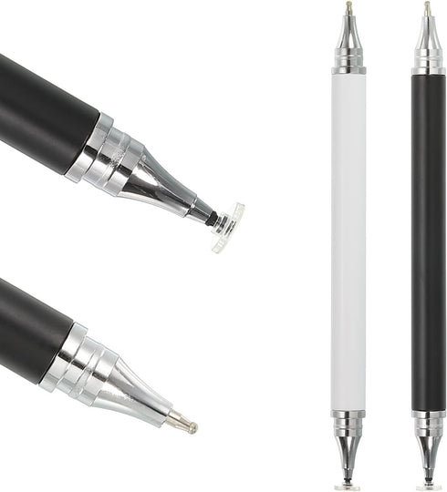 MECCANIXITY 2pcs Ballpoint Pen with Stylus Tip, 2 in 1 Ink Pen Fine Point Disc Stylus for Universal Capacitive Tablets