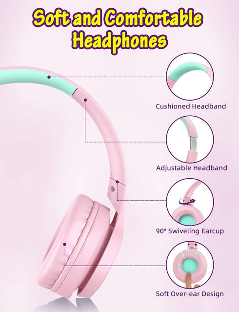 Kids Headphones with Microphone, Wired Over Ear Headsets, Volume Limited 85dB/94dB for Boys Girls Teens, Travel