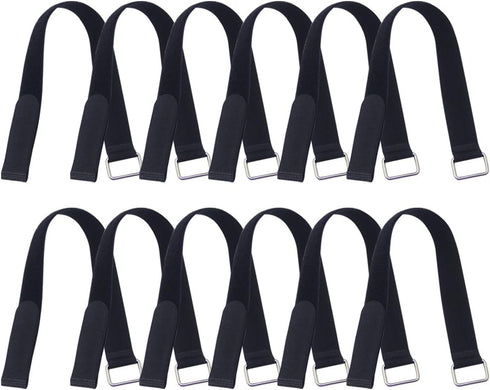 12 PCS Adjustable Cable Strap with Buckle, 18 inch Extend Securing Strap, Reusable Hook and Loop Tie Wrap