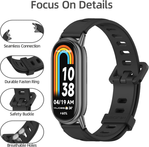 MIJOBS Replacement Wristband Strap for Mi Band 8, Mi Band 6, Mi Band 5 - Silicone Sport Strap for Xiaomi