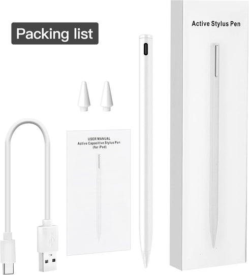 Stylus Pen Compatible for iPad (2018 and Later), Palm Rejection for iPad Pro 11&12.9 Inch, iPad Air, Mini (White)