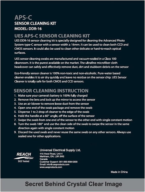 UES DDR16 APS-C Sensor Cleaning Kit for Reflex and Mirrorless Digital Camera Compatible with Sony, Nikon, Canon