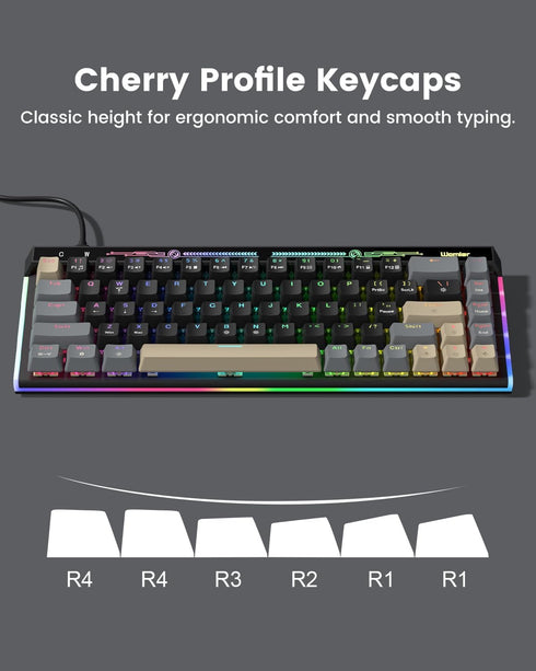 Typehaven VK68 65% 68 Gaming Keyboard, Wired Backlit Mini Keyboard, Ultra-Compact Anti-Ghosting No-Conflict Keys Gaming
