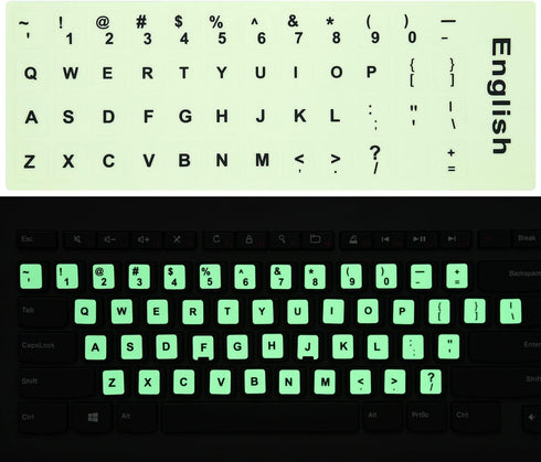 CaseBuy 2PCS Pack Universal English Keyboard Stickers Glow in The Dark, Keyboard Letters