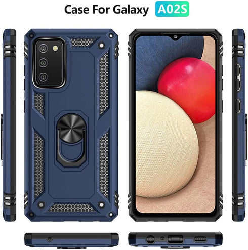 Galaxy A02S Case with HD Screen Protector, Military Grade Hybrid Hard PC Soft TPU, Shockproof Protective Case (Blue)