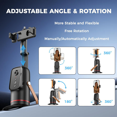 XO Simple is Beauty 360 Auto Face Tracking Phone Tripod with Gesture & Remote Control, Rotating Phone Camera Stand