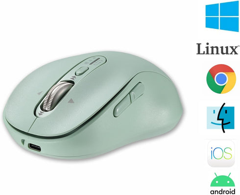 Wireless Bluetooth Mouse with 4 Way Navigation Scrolling, Rechargeable, 3200 DPI, Multi-Device for Computer, Laptop,