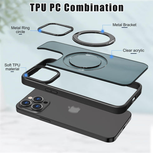 iPhone 13 Pro Case 6.1'', MIL-Grade Dual Layer Shockproof Full Protective Case with Built-in Stand & Rotating Ring