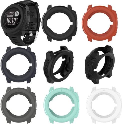 FitTurn Case for Garmin Instinct Watch, Slim Designer Sleeve Protector, Anti-Scratch Bezel, Silicone Band Cover