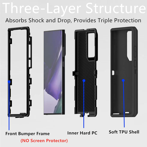 for Samsung Galaxy Note 20 Ultra Case, Heavy Duty Defender Case Dustproof Shockproof Protection 3 in 1 Rugged Cover for Samsung Galaxy Note 20 Ultra 6.9 Inch (Black)