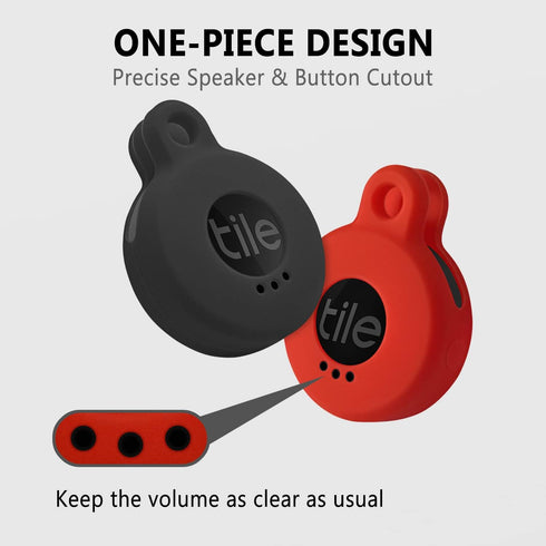 Geiomoo Silicone Cover for Tile Sticker 2022, Protective Case with Carabiner (2 Pack Red+Black)