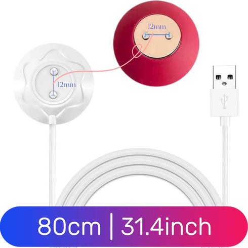 Replacement Rose Toy Charger, 2 Prong Magnetic Charger USB Cable, Replacement Base Dock Station for Rose Toy, 31.5Inch Long Adult Toy Replacement Charger, 12mm DC Cable for Rose
